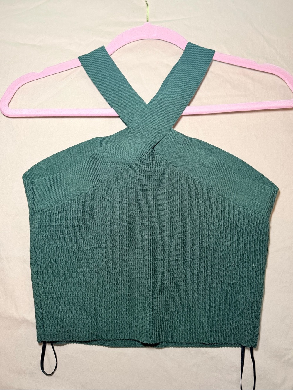 Aritzia Cross-Back Knit Crop Top - Green